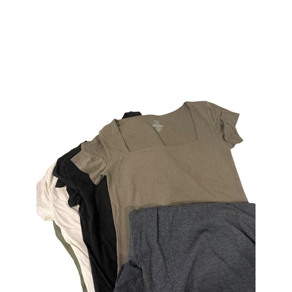 Nuuds Multicolor Short Sleeve Bodysuit Lot Of 5 Soft Basic Minimalist Womens M/L - Picture 3 of 8